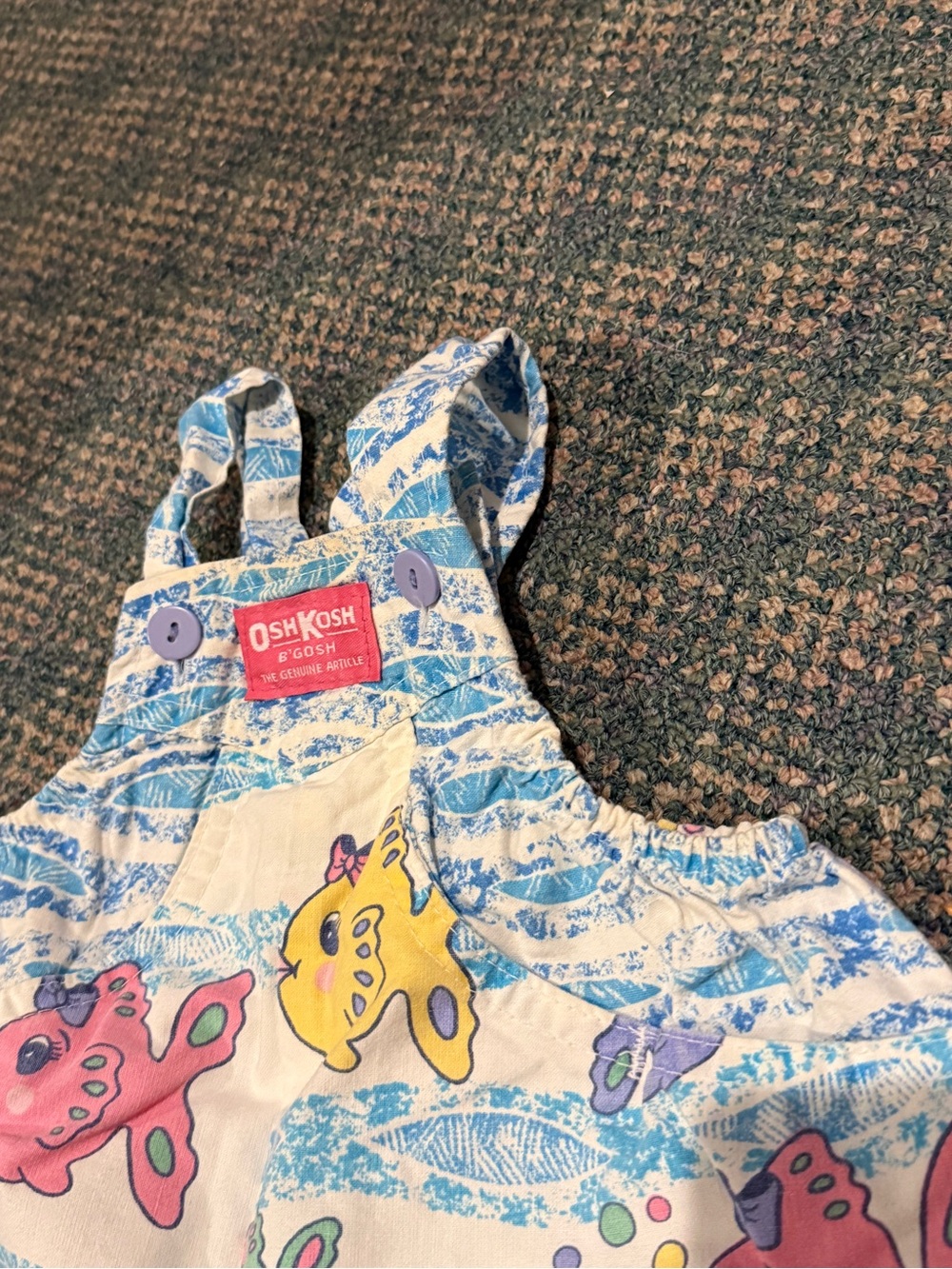 Vtg 90’s OshKosh B'gosh Vestbak Fish Print Overalls size 12mos - Picture 5 of 12